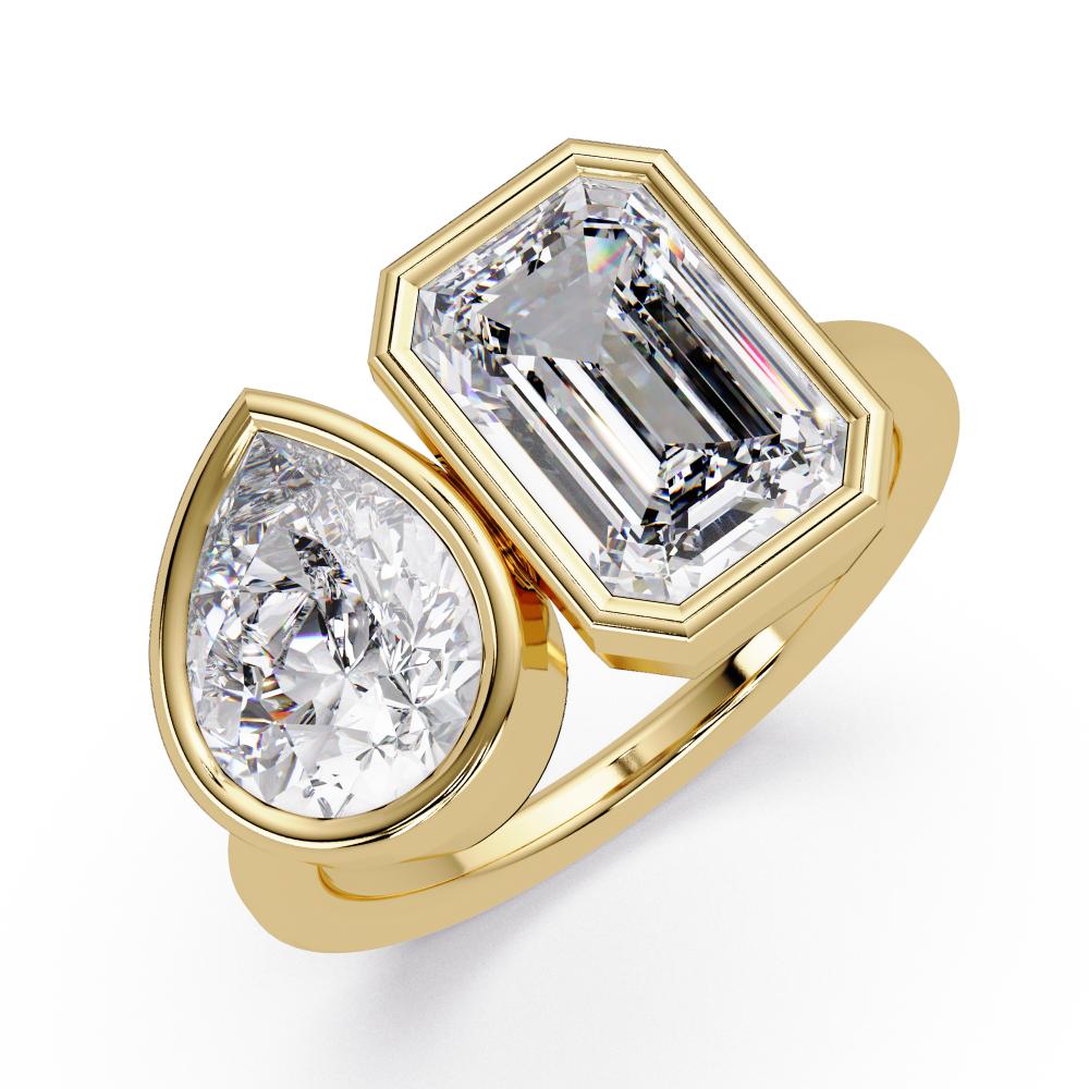 The Delilah Emerald & Pear Bezel Set Toi et Moi Engagement Ring