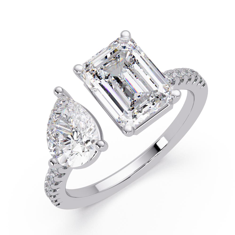 The Alice Emerald & Pear With Pave Toi Et Moi Engagement Ring