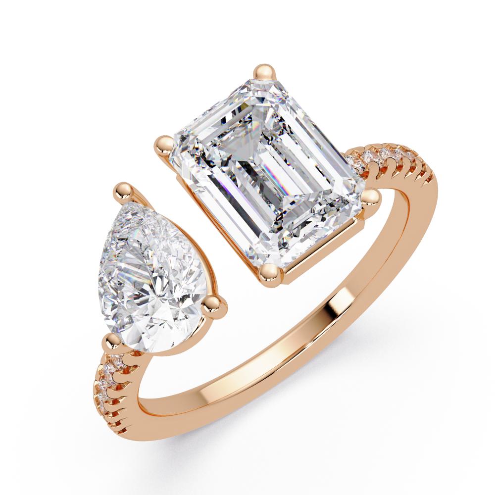 The Alice Emerald & Pear With Pave Toi Et Moi Engagement Ring