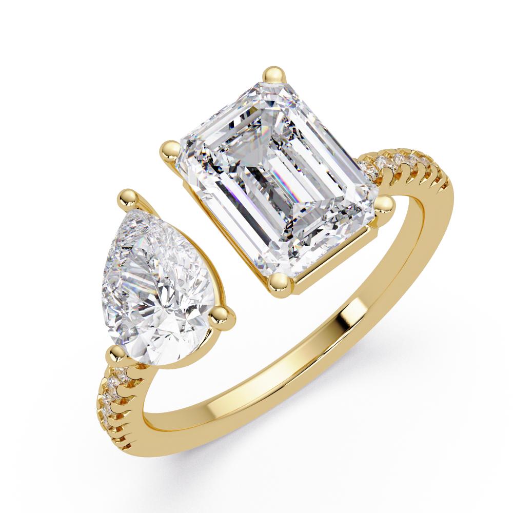 The Alice Emerald & Pear With Pave Toi Et Moi Engagement Ring