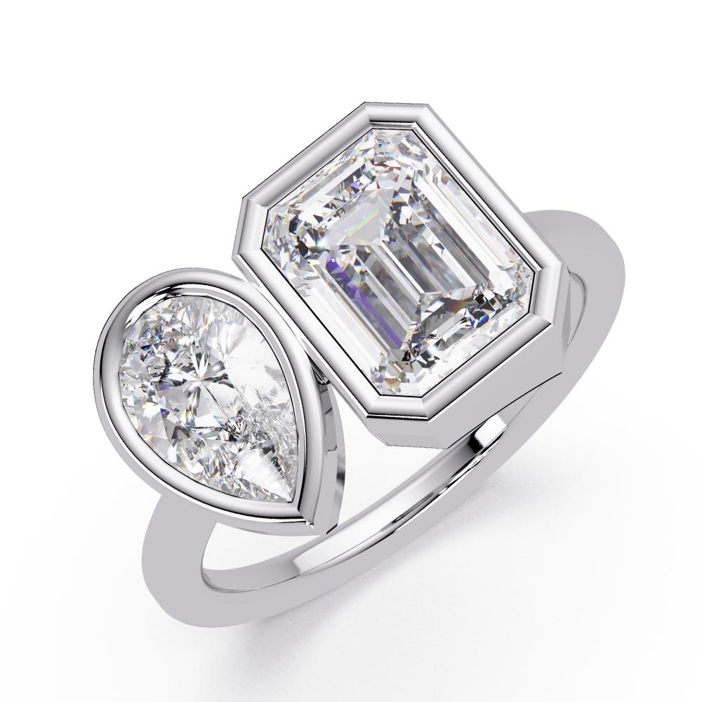 The Sofia Pear & Emerald Bezel Toi Et Moi Engagement ring