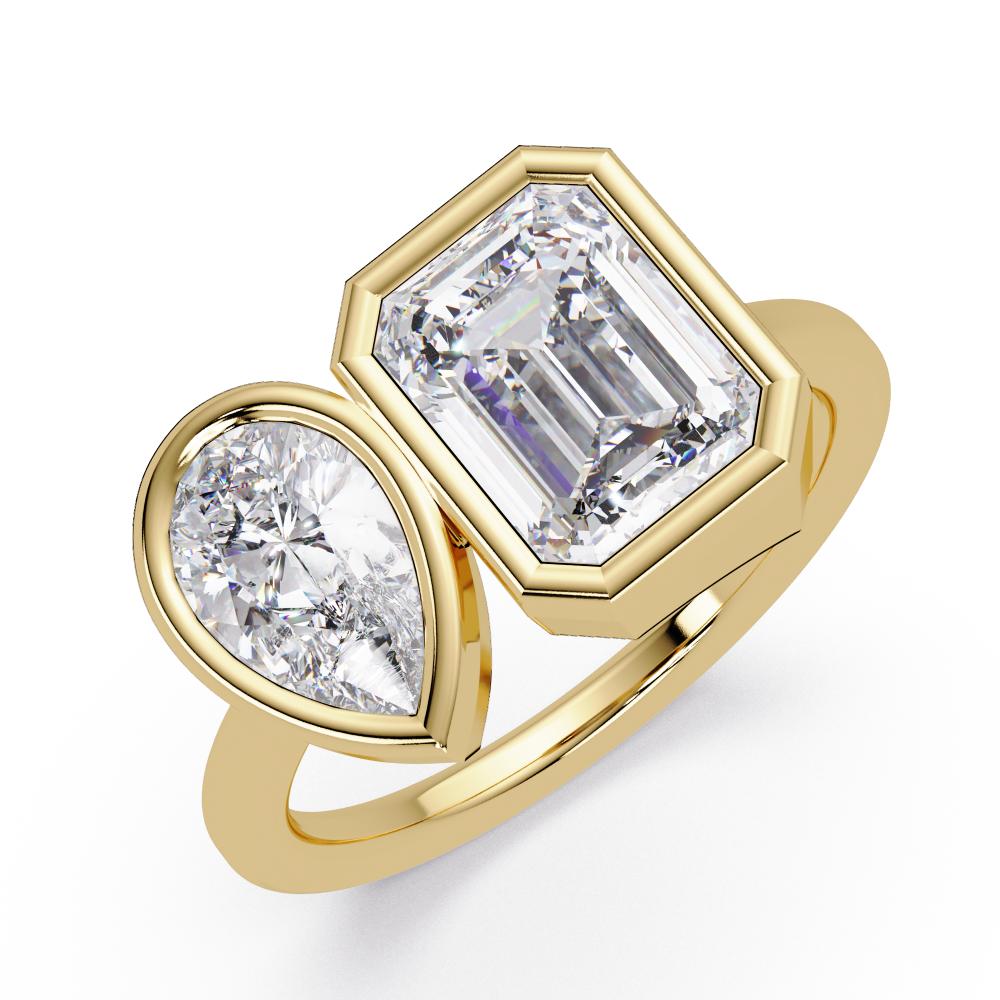 The Sofia Pear & Emerald Bezel Toi Et Moi Engagement ring