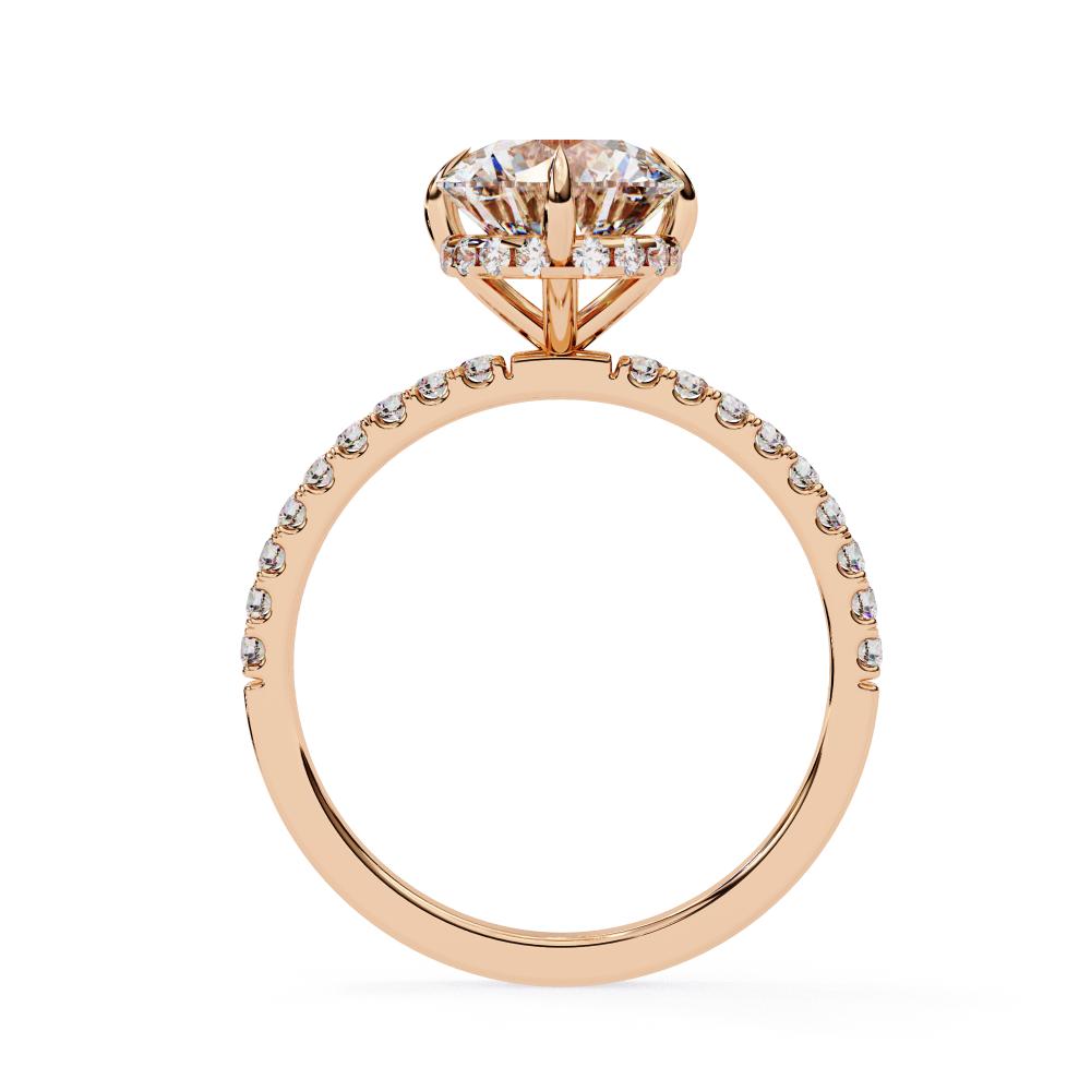 The Louise Round Hidden Halo with Pave Band Engagement ring