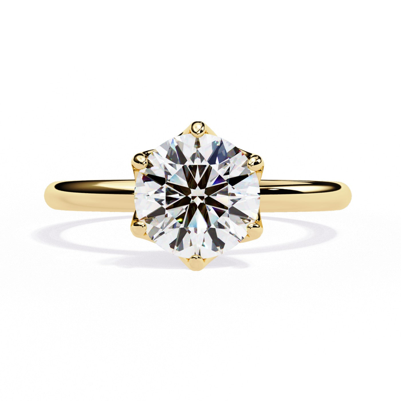 The Silvia Round Solitaire Lotus Prong Engagement Ring