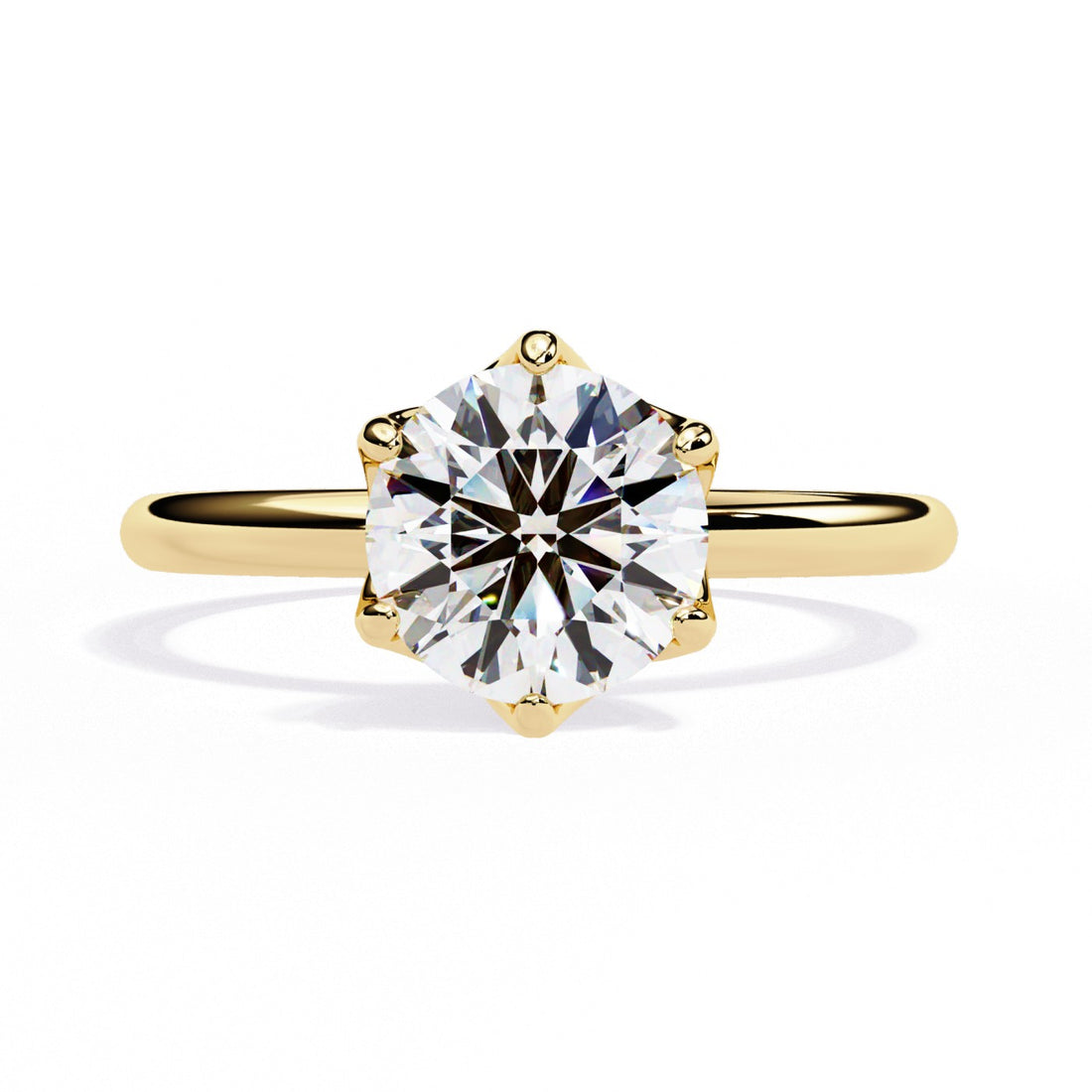 The Silvia Round Solitaire Lotus Prong Engagement Ring