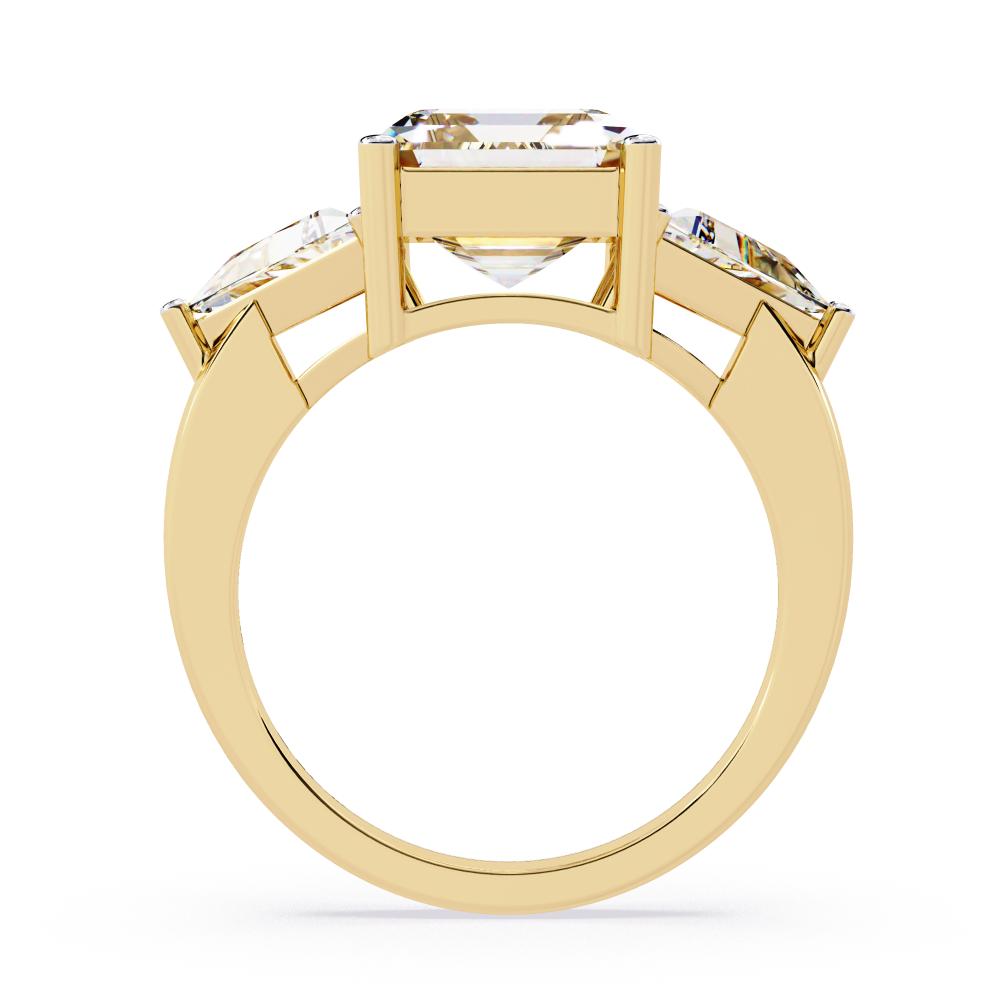 The Stella Emerald With Triangle Three Stone Engagement Ring