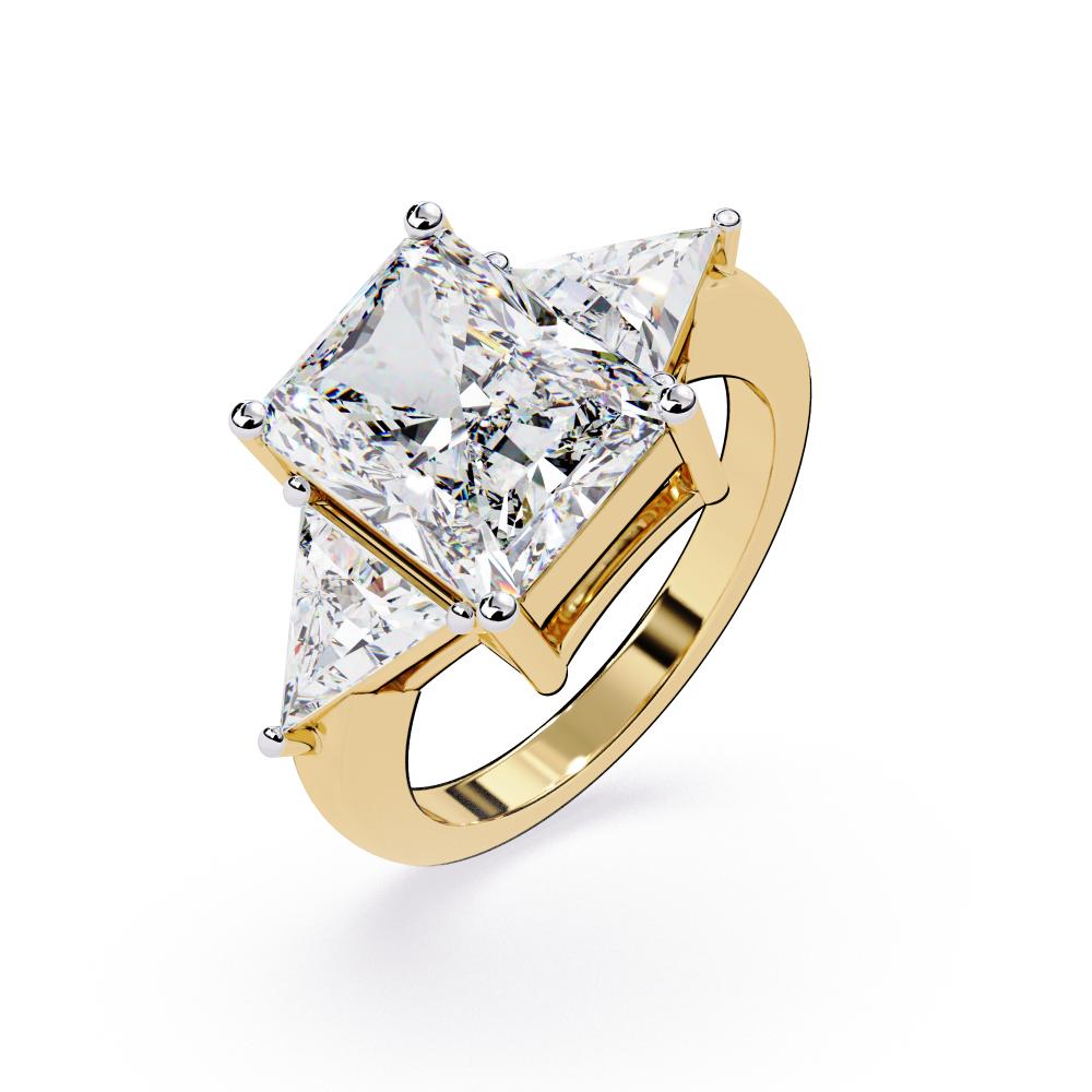 The Stella Radiant With Triangle Three Stone Engagement Ring