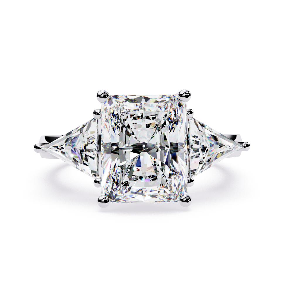 The Stella Radiant With Triangle Three Stone Engagement Ring