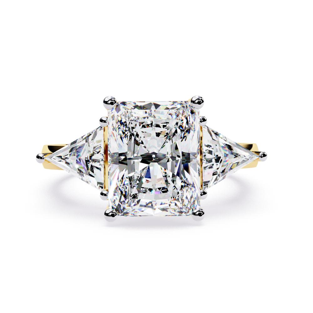 The Stella Radiant With Triangle Three Stone Engagement Ring