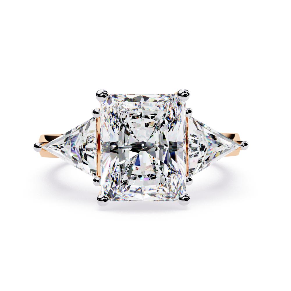 The Stella Radiant With Triangle Three Stone Engagement Ring