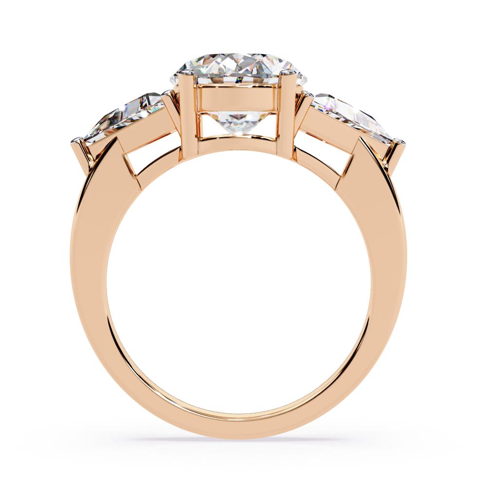 The Stella Oval With Triangle Three Stone Engagement Ring