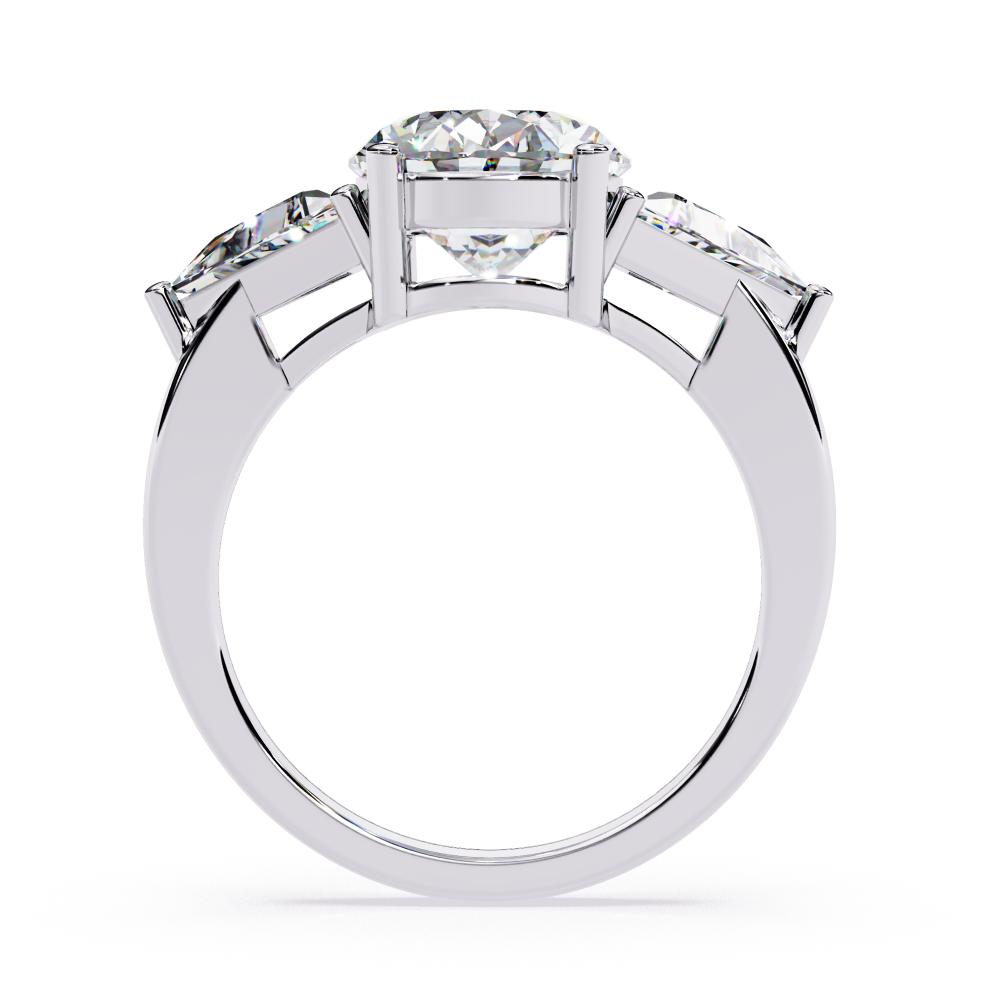 The Stella Oval With Triangle Three Stone Engagement Ring