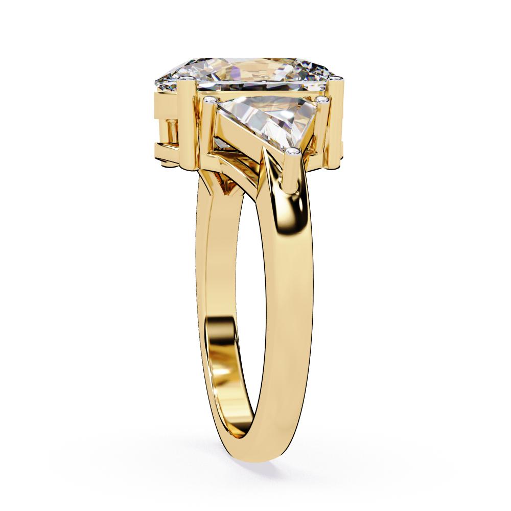 The Stella Oval With Triangle Three Stone Engagement Ring