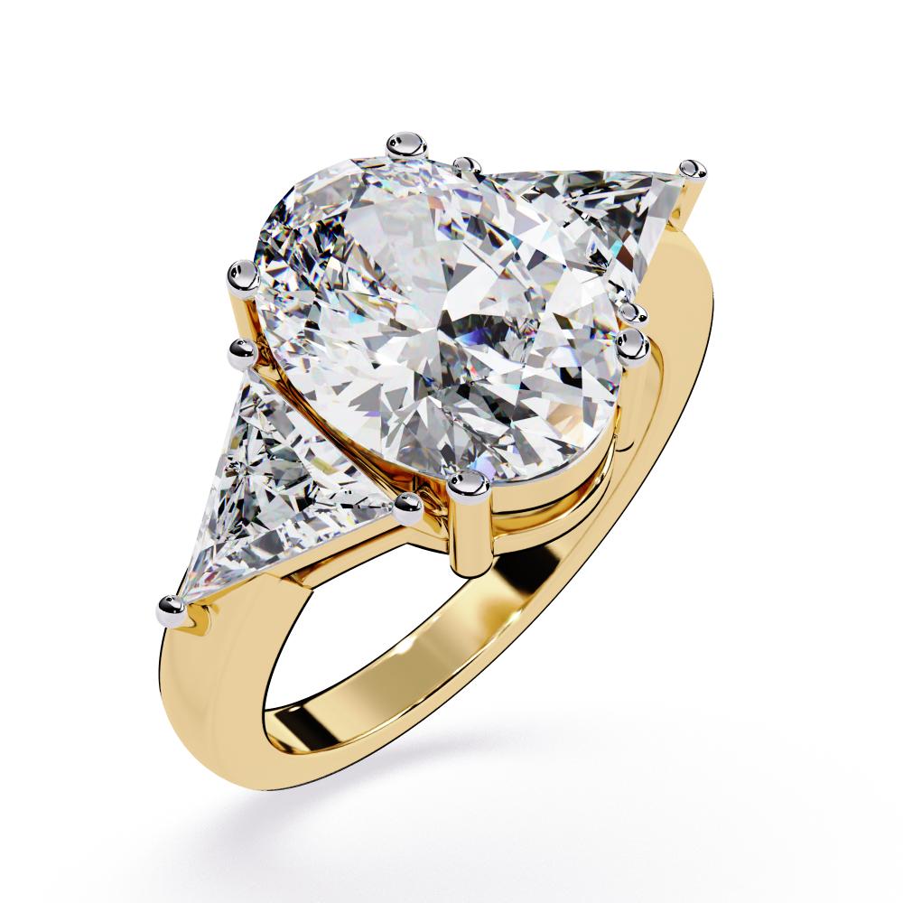 The Stella Oval With Triangle Three Stone Engagement Ring