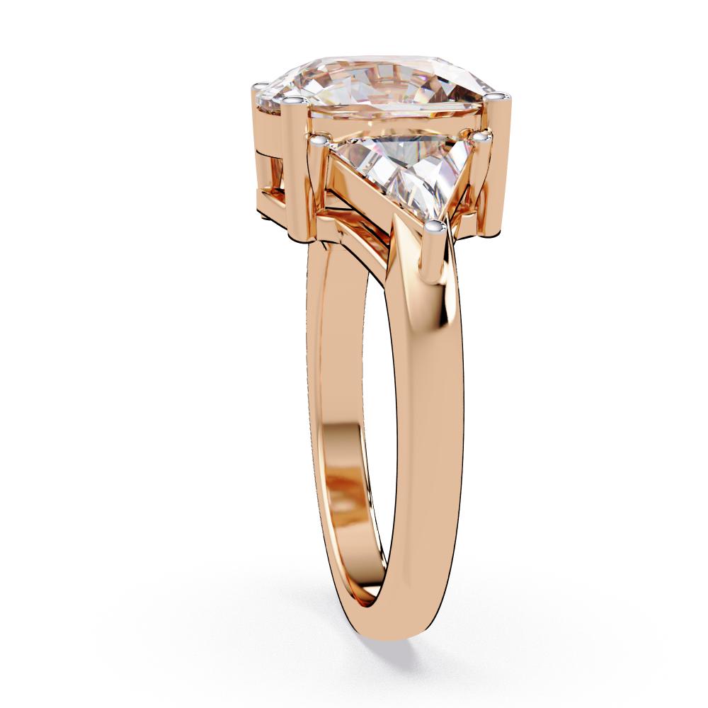 The Stella Elongated Cushion With Triangle Three Stone Engagement Ring