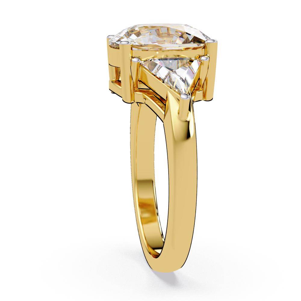 The Stella Elongated Cushion With Triangle Three Stone Engagement Ring