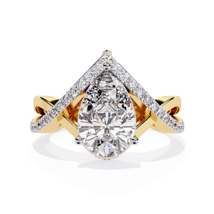 The Amora Pear Vintage Style Crossover Engagement Ring