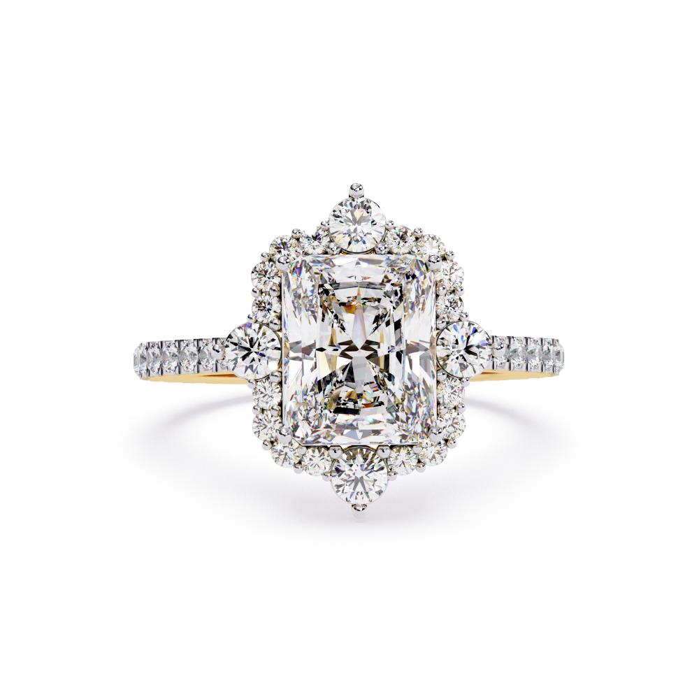 The Livia Radiant Fancy Halo With Pave Band Engagement Ring