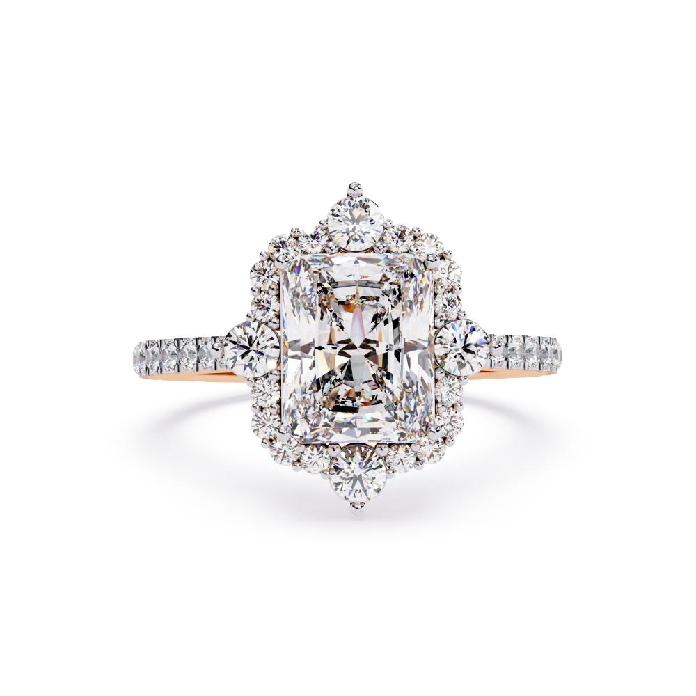 The Livia Radiant Fancy Halo With Pave Band Engagement Ring