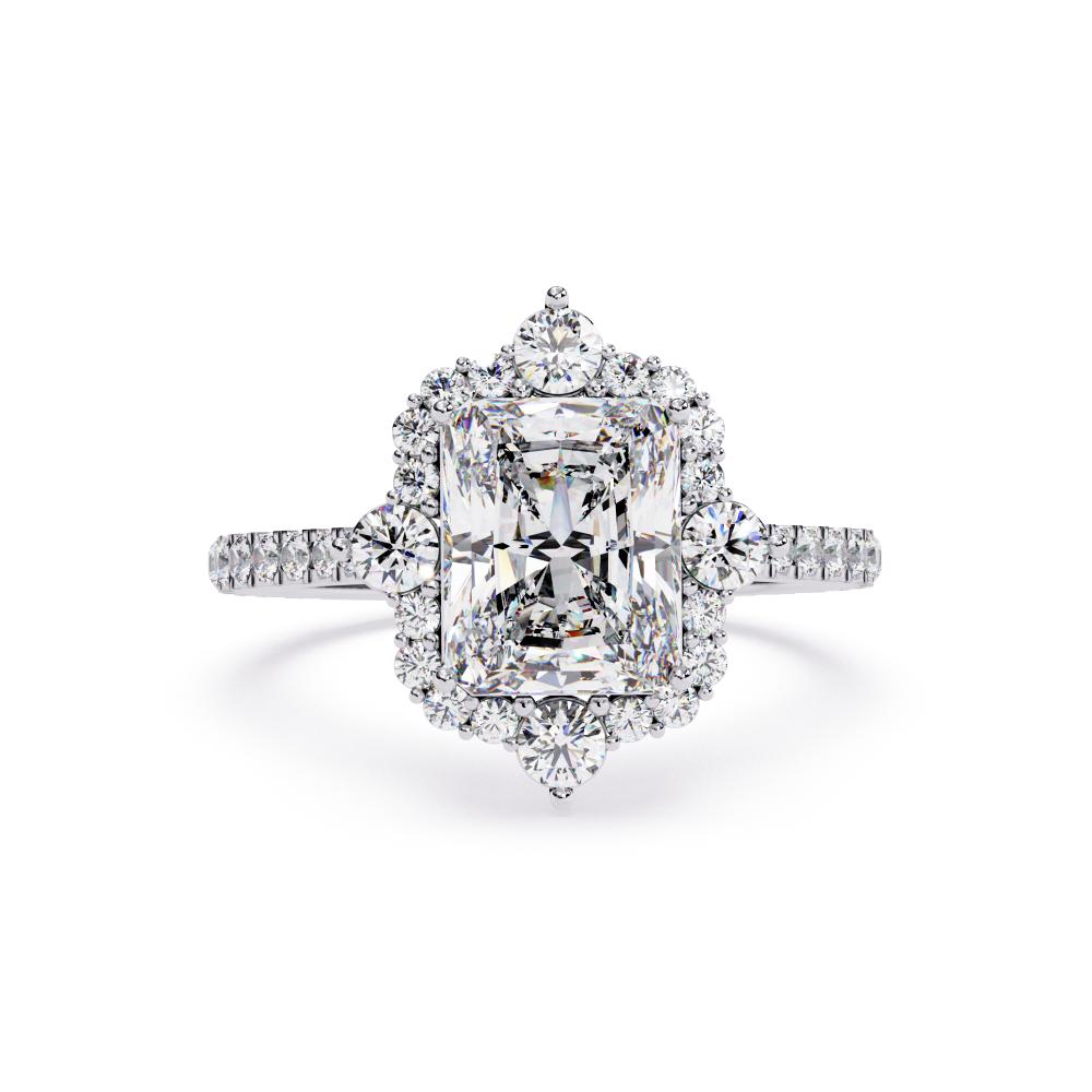 The Livia Radiant Fancy Halo With Pave Band Engagement Ring