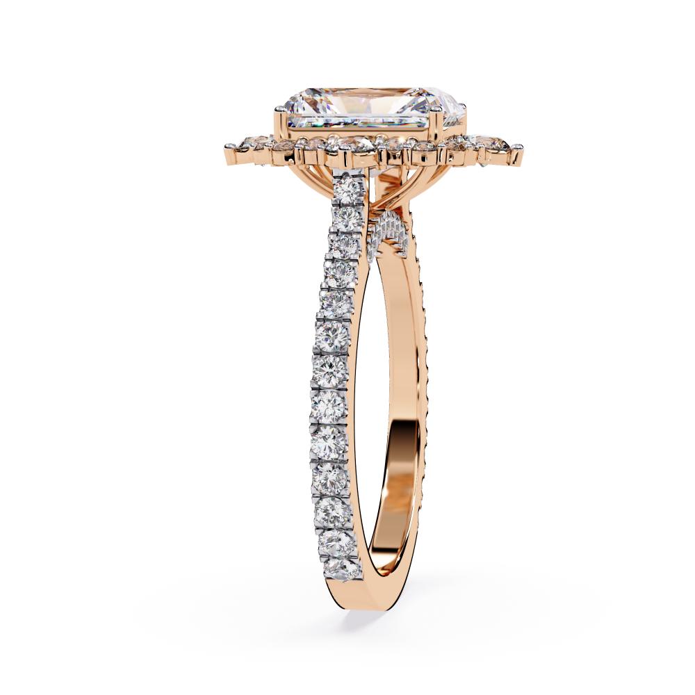 The Livia Radiant Fancy Halo With Pave Band Engagement Ring