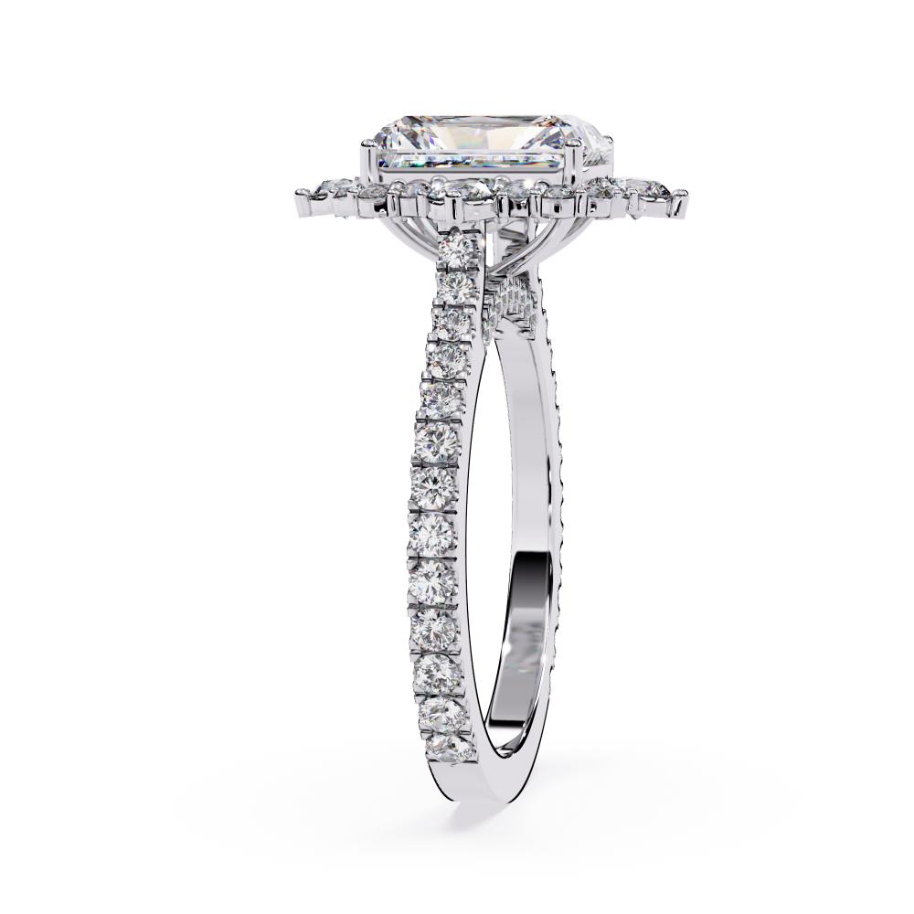 The Livia Radiant Fancy Halo With Pave Band Engagement Ring