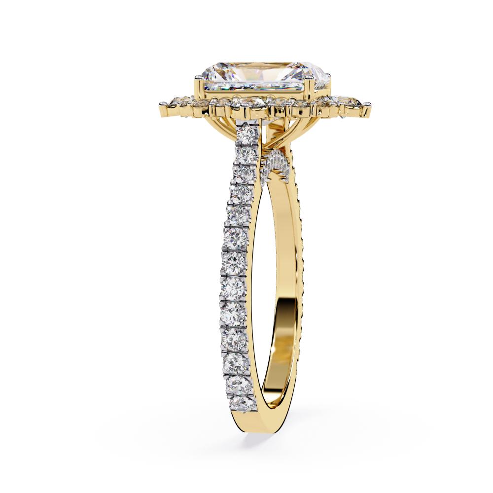 The Livia Radiant Fancy Halo With Pave Band Engagement Ring