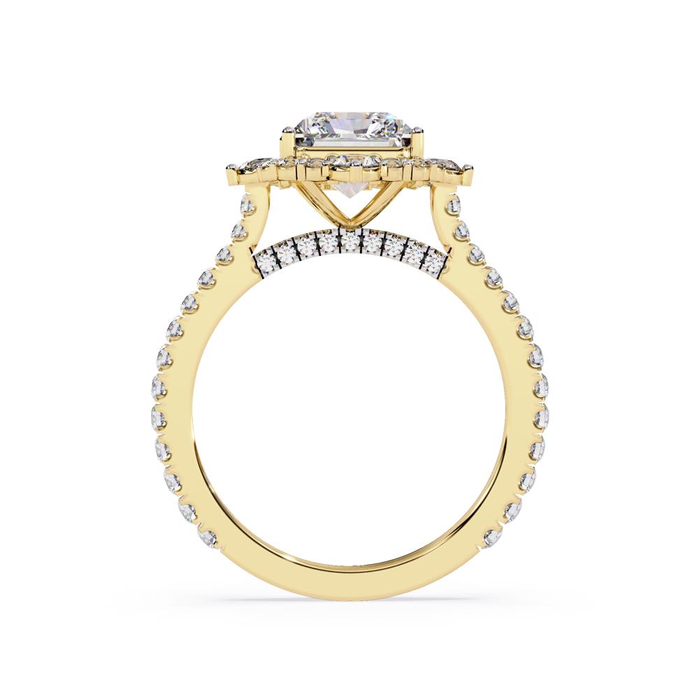 The Livia Radiant Fancy Halo With Pave Band Engagement Ring