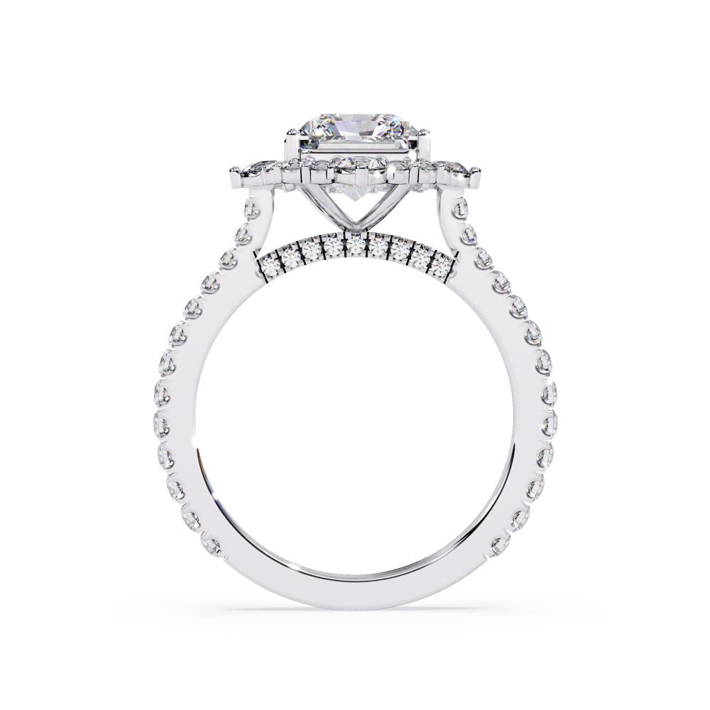 The Livia Radiant Fancy Halo With Pave Band Engagement Ring