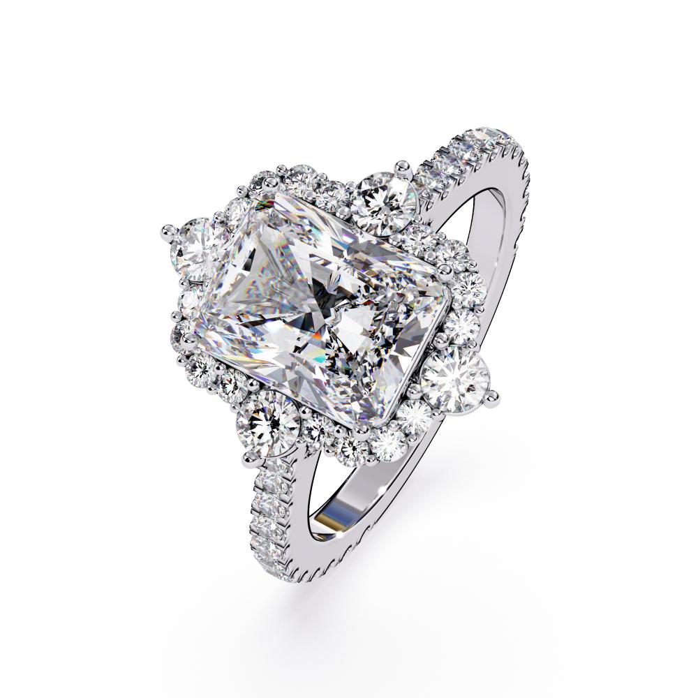 The Livia Radiant Fancy Halo With Pave Band Engagement Ring