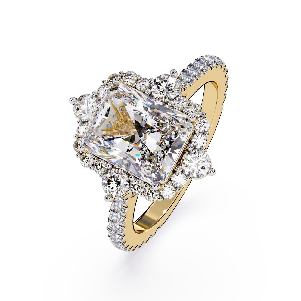 The Livia Radiant Fancy Halo With Pave Band Engagement Ring