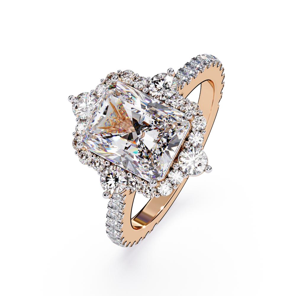 The Livia Radiant Fancy Halo With Pave Band Engagement Ring