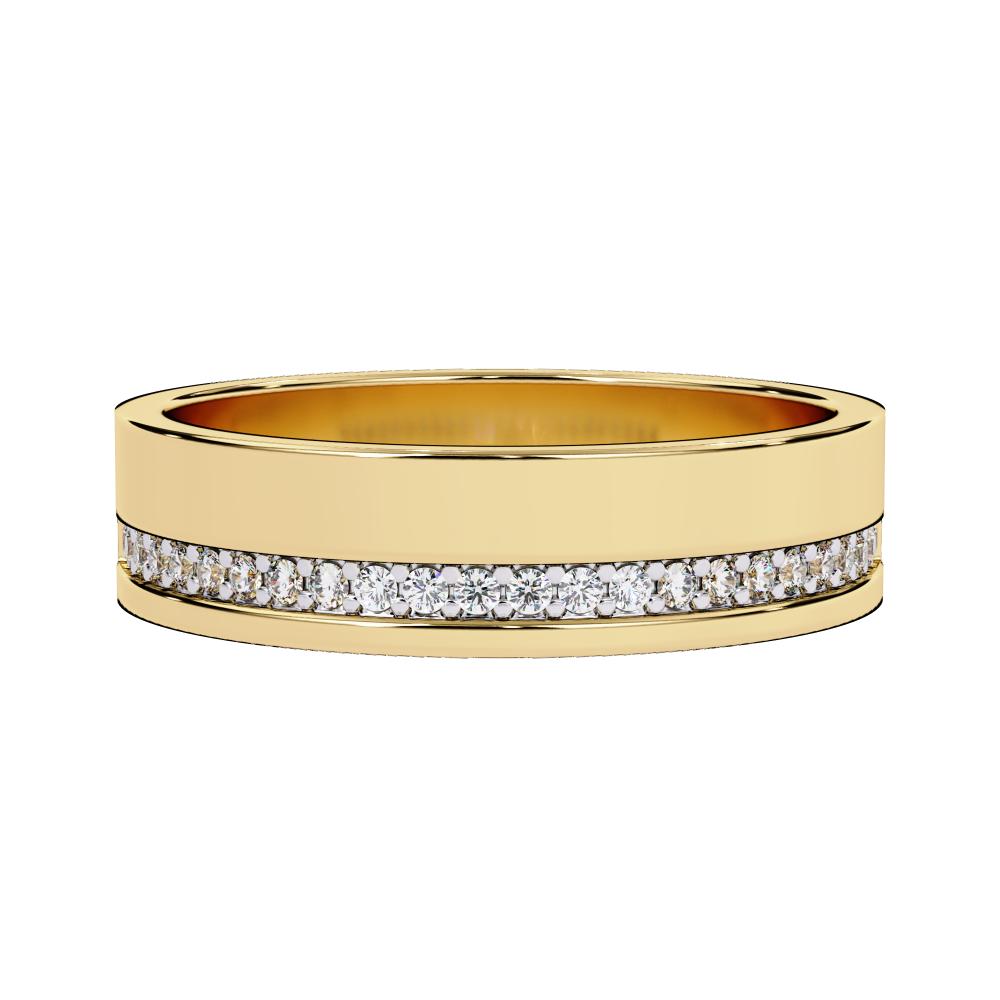 The Francis Diamond Grooved Comfort Fit Wedding Band