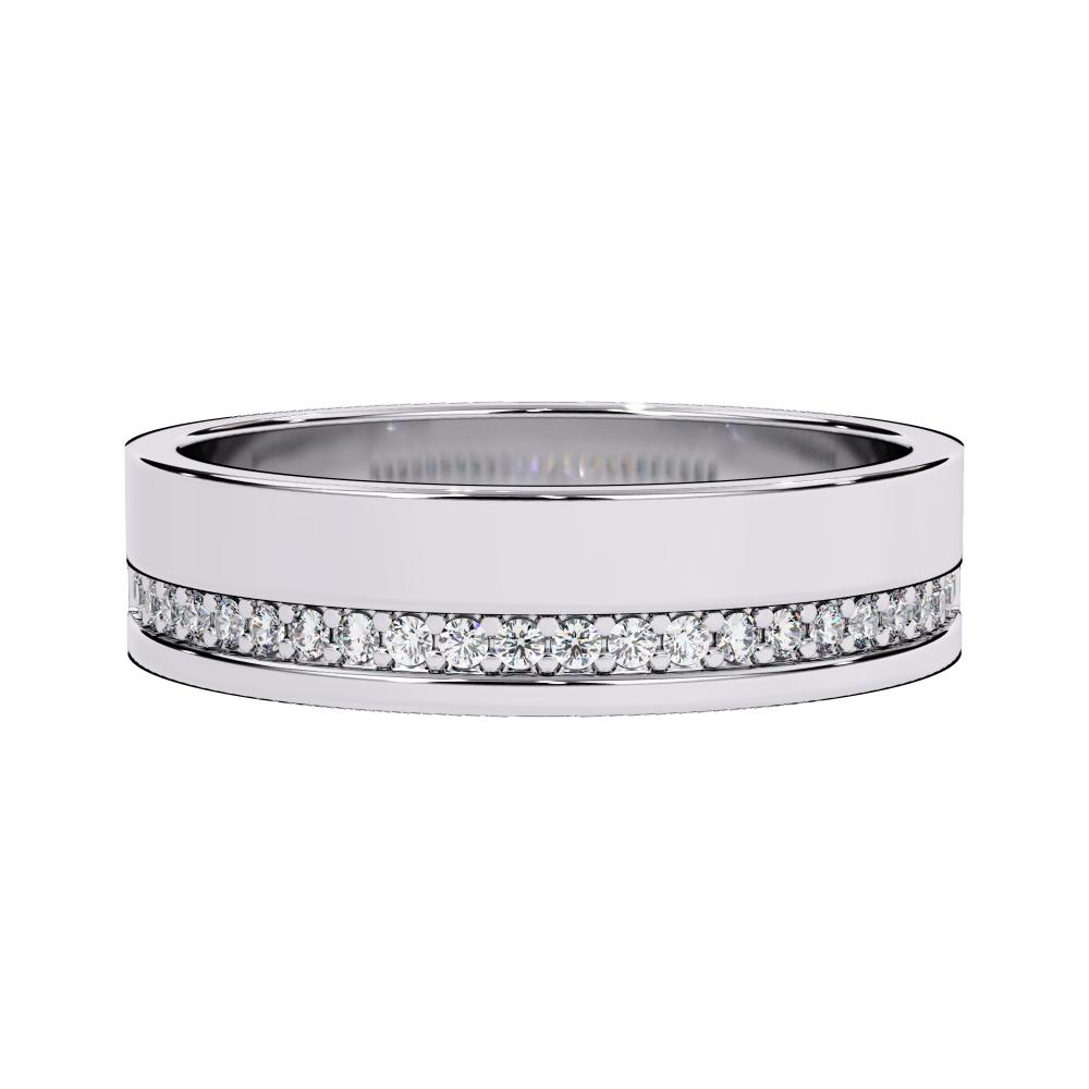 The Francis Diamond Grooved Comfort Fit Wedding Band