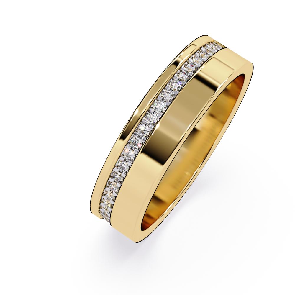 The Francis Diamond Grooved Comfort Fit Wedding Band