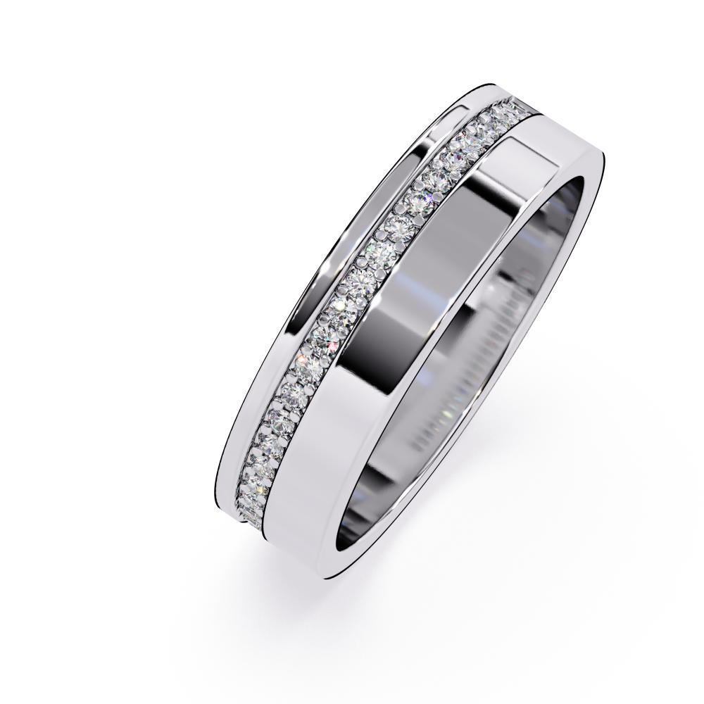 The Francis Diamond Grooved Comfort Fit Wedding Band