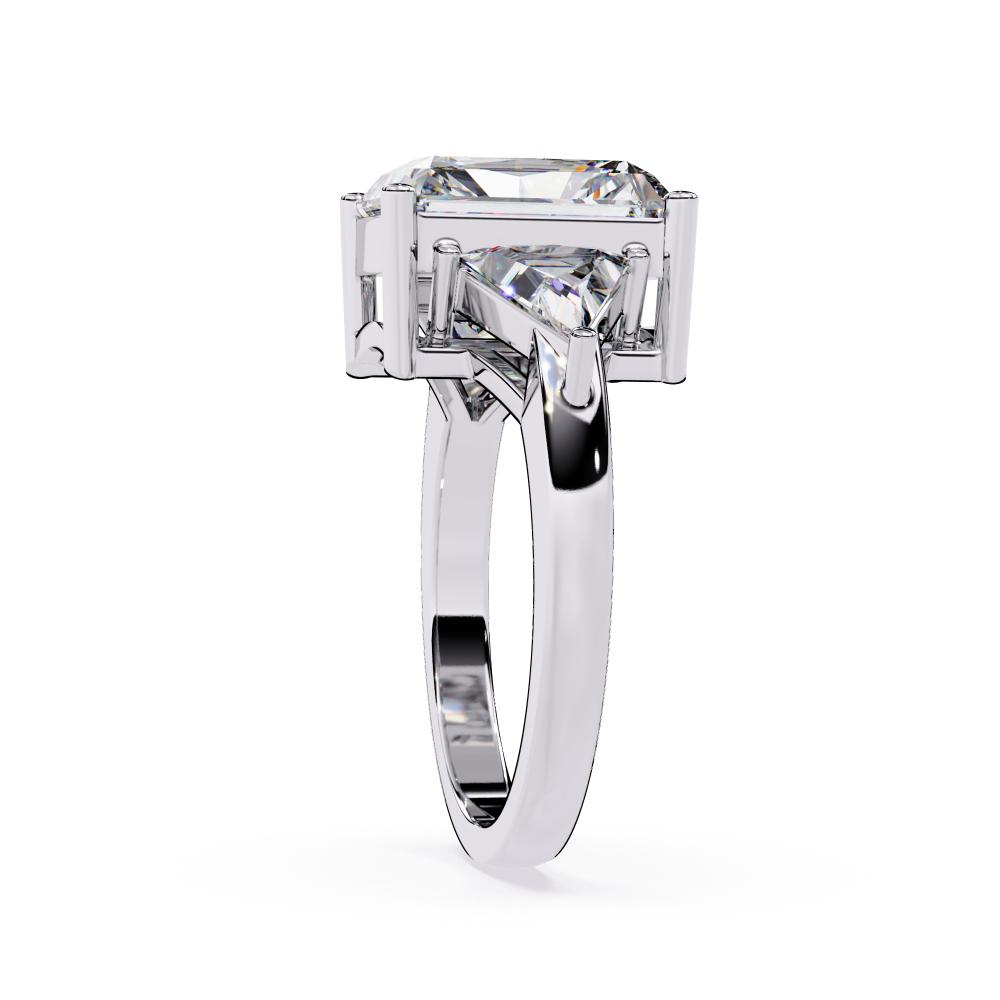 The Stella Radiant With Triangle Three Stone Engagement Ring