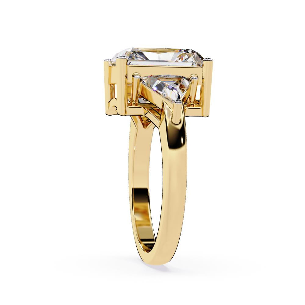 The Stella Radiant With Triangle Three Stone Engagement Ring