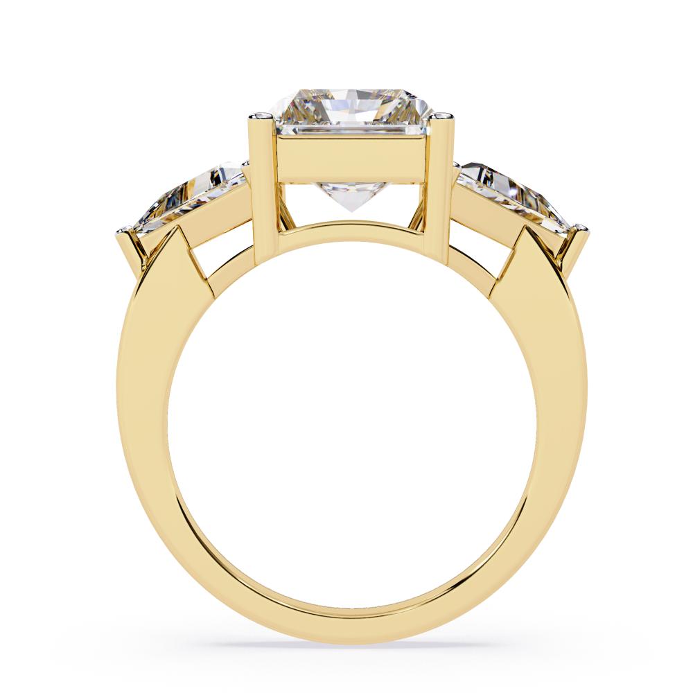 The Stella Radiant With Triangle Three Stone Engagement Ring