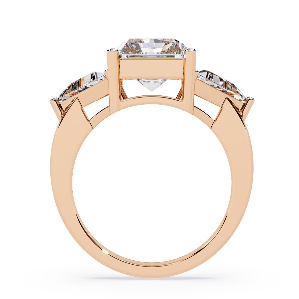 The Stella Radiant With Triangle Three Stone Engagement Ring