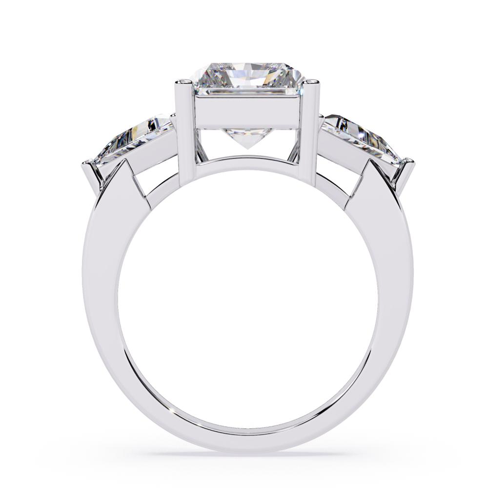 The Stella Radiant With Triangle Three Stone Engagement Ring