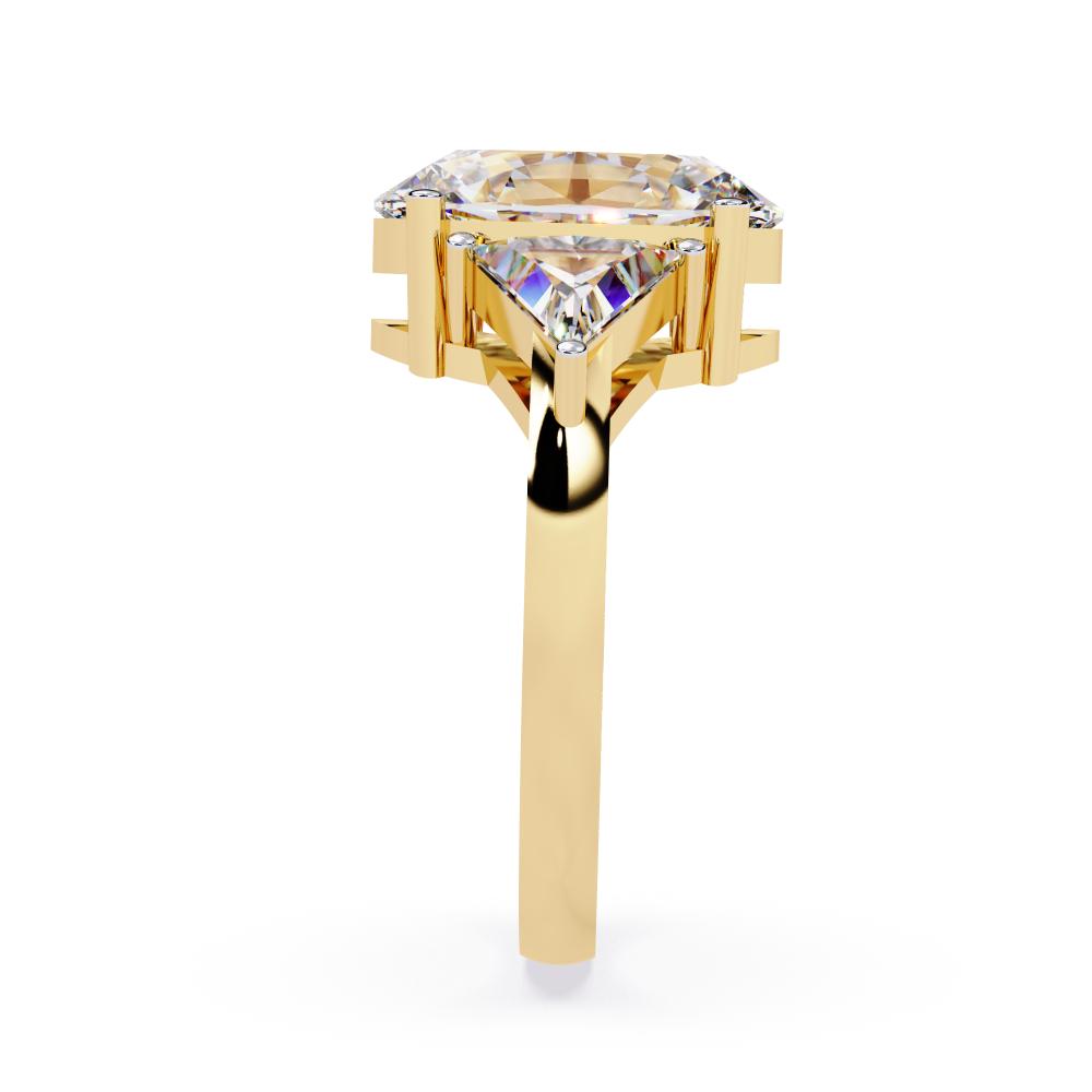 The Stella Elongated Cushion With Triangle Three Stone Engagement Ring