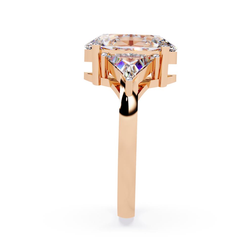 The Stella Elongated Cushion With Triangle Three Stone Engagement Ring