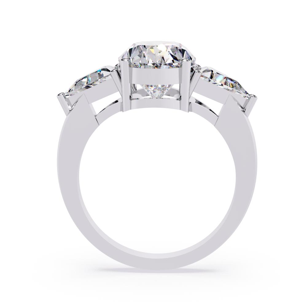 The Stella Elongated Cushion With Triangle Three Stone Engagement Ring