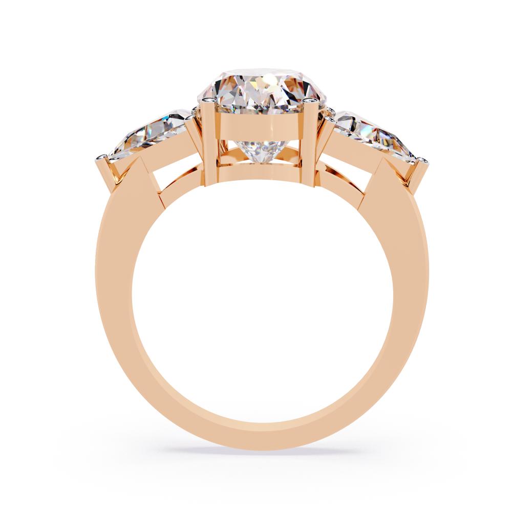 The Stella Elongated Cushion With Triangle Three Stone Engagement Ring