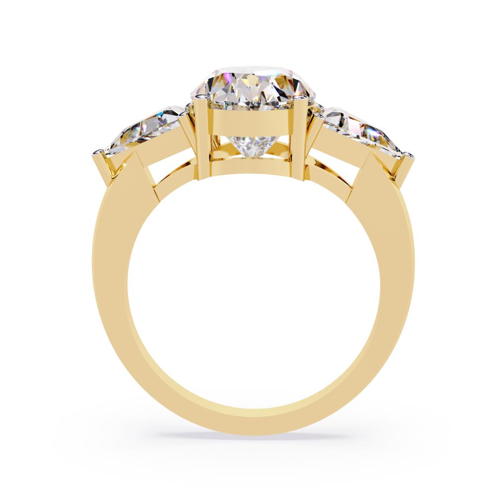 The Stella Elongated Cushion With Triangle Three Stone Engagement Ring