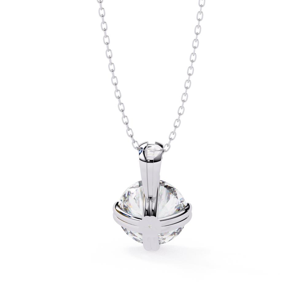 The Isla Round Double Claw Prong Pendant With Chain