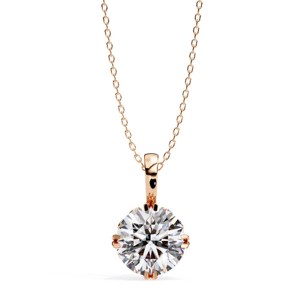 The Madison Round Vintage Style with Double Claw Prong Pendant With Chain