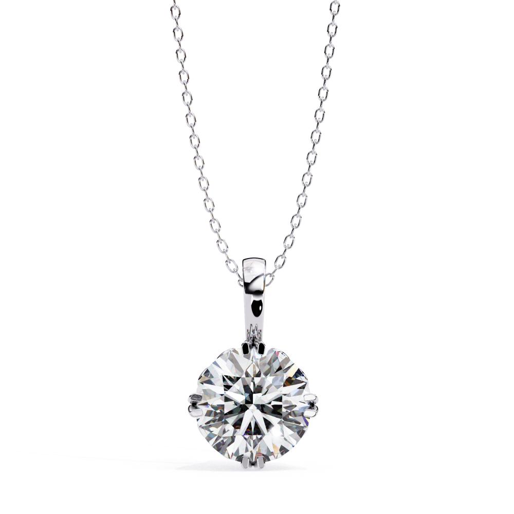 The Madison Round Vintage Style with Double Claw Prong Pendant With Chain