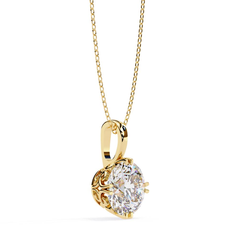 The Madison Round Vintage Style with Double Claw Prong Pendant With Chain